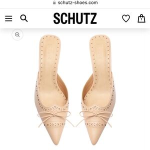 SCHUTZ Minnie Beige Pink Pointed Toe Mules nwt